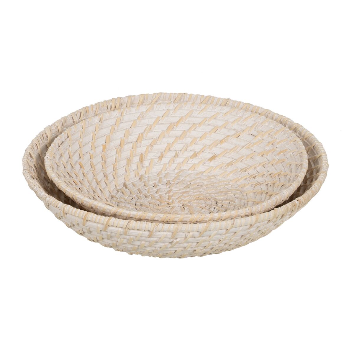 Middenstuk Wit Bamboe Rotan 35 x 35 x 8 cm (2 Stuks)